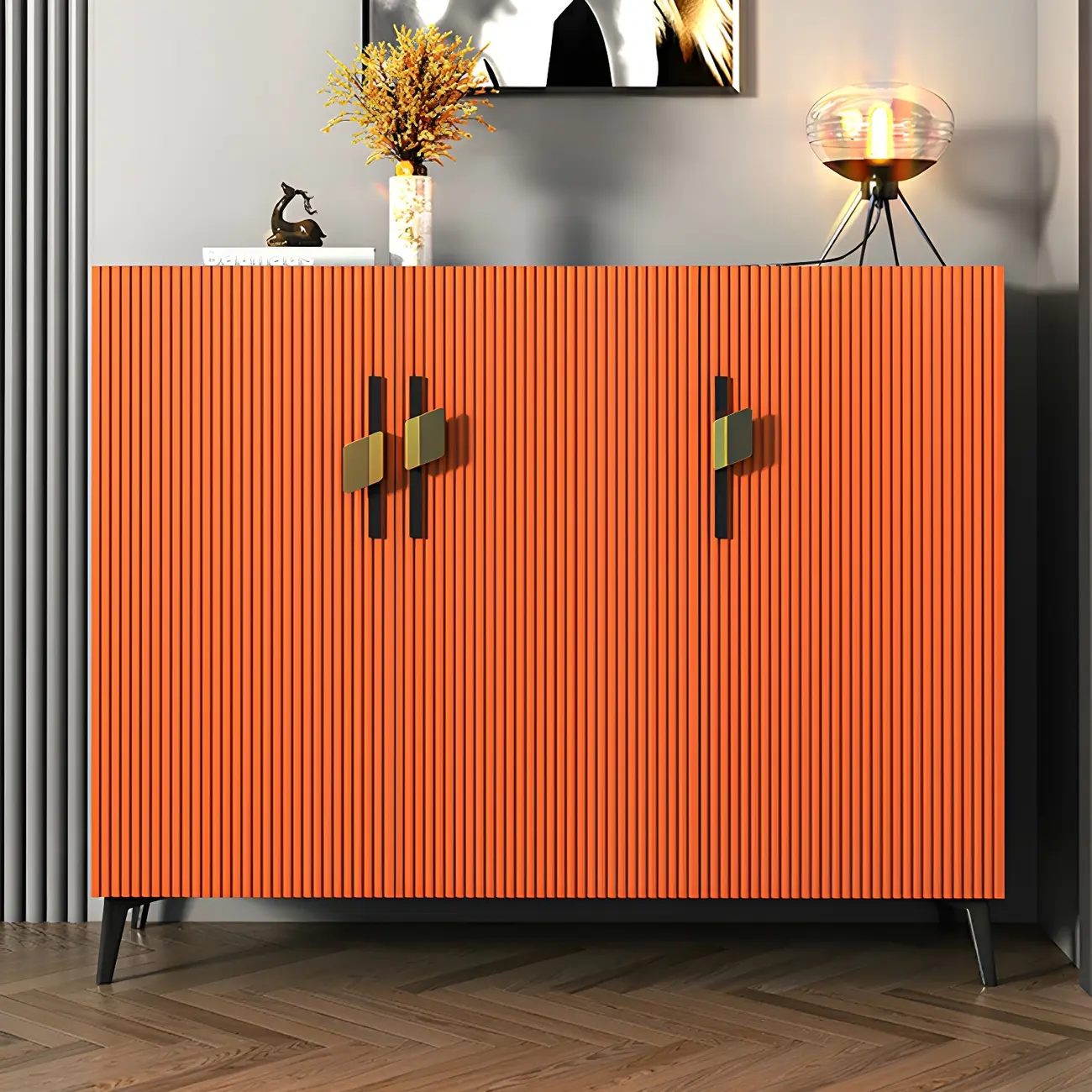 Luxury Grey Wooden Shoe Cabinet for Entryway Image - 7 | homeyfad