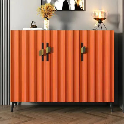 Luxury Grey Wooden Shoe Cabinet for Entryway Image - 7