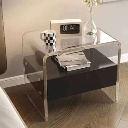 Clear White Acrylic Frame Drawer Storage Nightstand Image - 7
