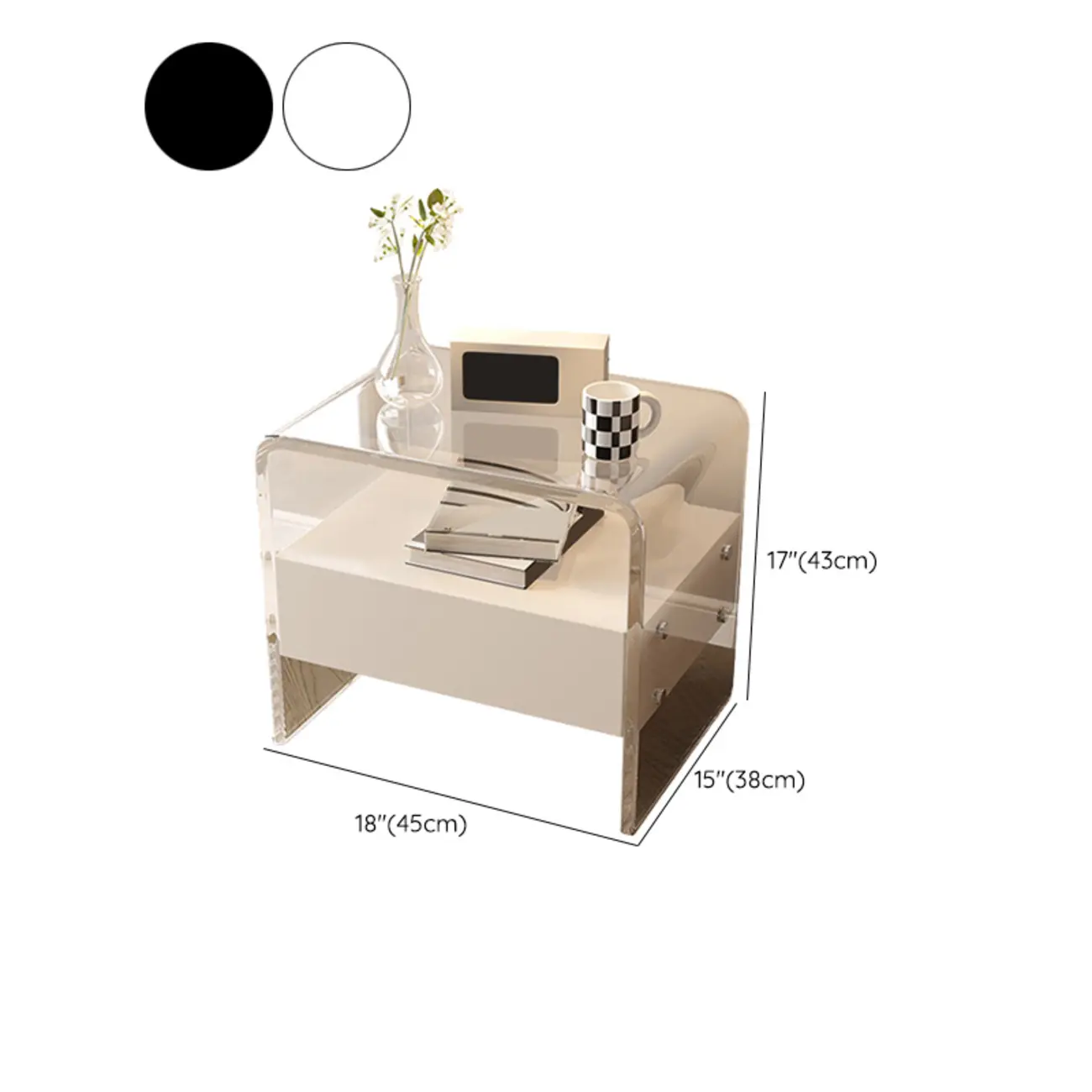 Clear White Acrylic Frame Drawer Storage Nightstand #size | homeyfad