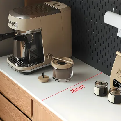 Stone-Top 4-Drawer Wooden Sideboard Cabinet in Natural Finish Image - 3