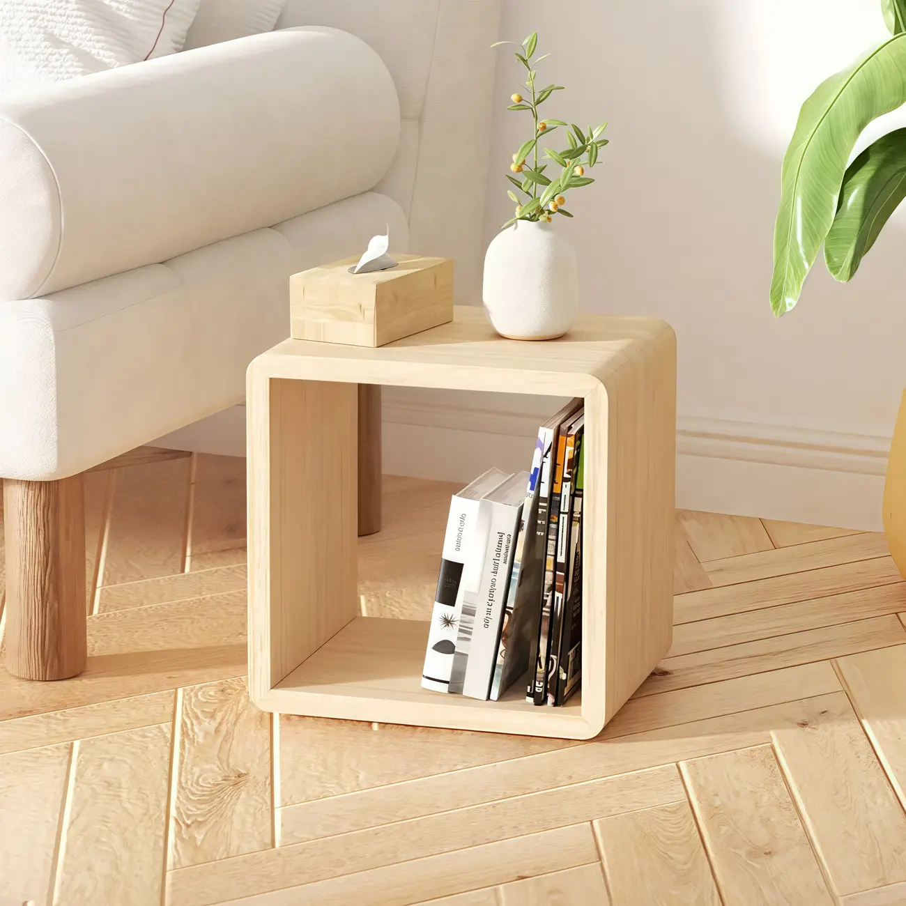Modern Wooden Natural Open Back Cube Bookcase Image - 5 | homeyfad
