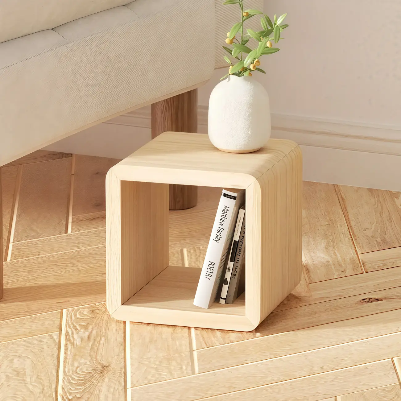 Modern Wooden Natural Open Back Cube Bookcase Image - 4 | homeyfad