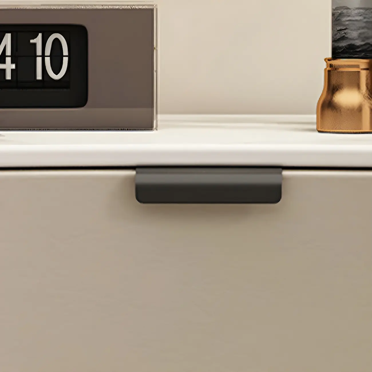 Modern Waved Stone Top Leather 2-Drawer Nightstand Image - 20 | homeyfad