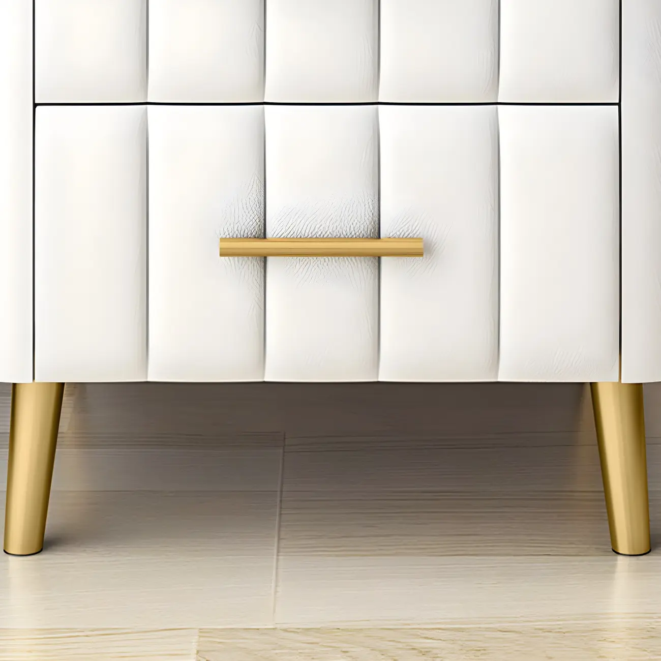 Modern Suede Grey Gold Marble-Topped 3-Drawer Nightstand Image - 12 | homeyfad