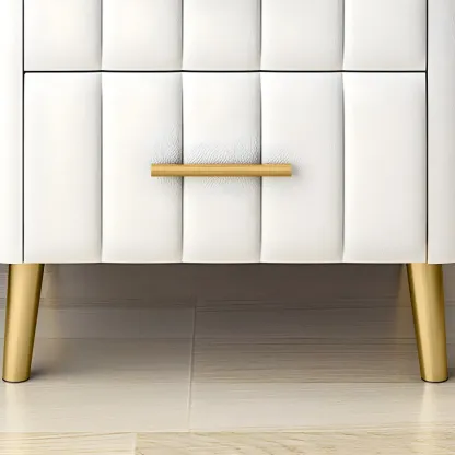 Modern Suede Grey Gold Marble-Topped 3-Drawer Nightstand Image - 12