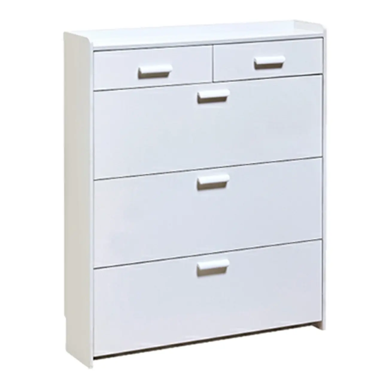 Narrow Wall-Mounted White Shoe Cabinet with Drawers Image - 8 | homeyfad