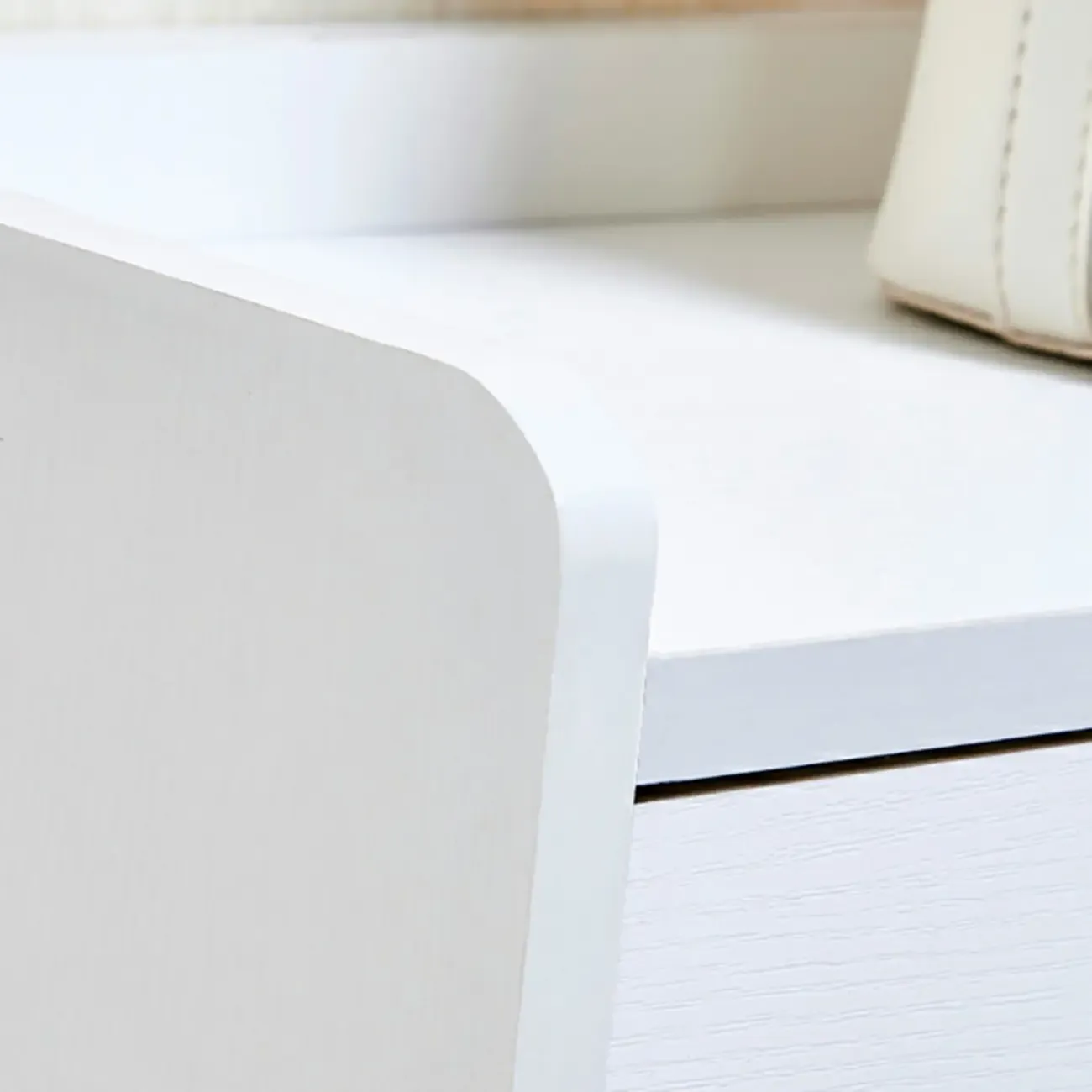 Narrow Wall-Mounted White Shoe Cabinet with Drawers Image - 9