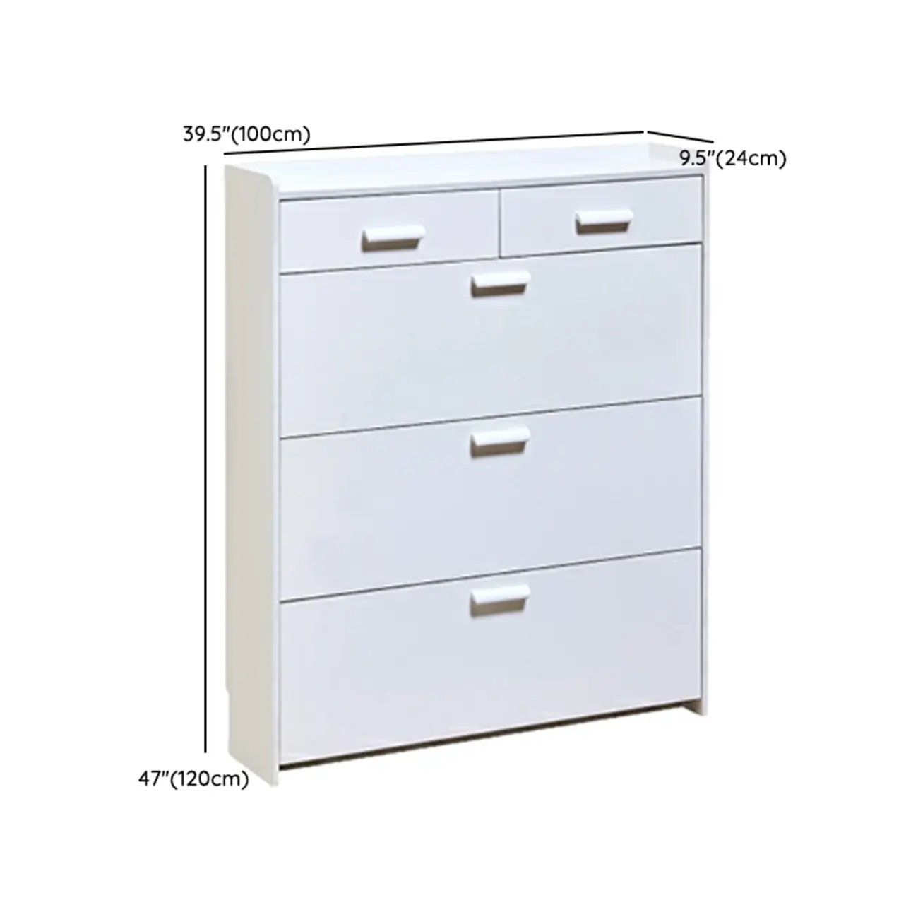 Narrow Wall-Mounted White Shoe Cabinet with Drawers #size | homeyfad