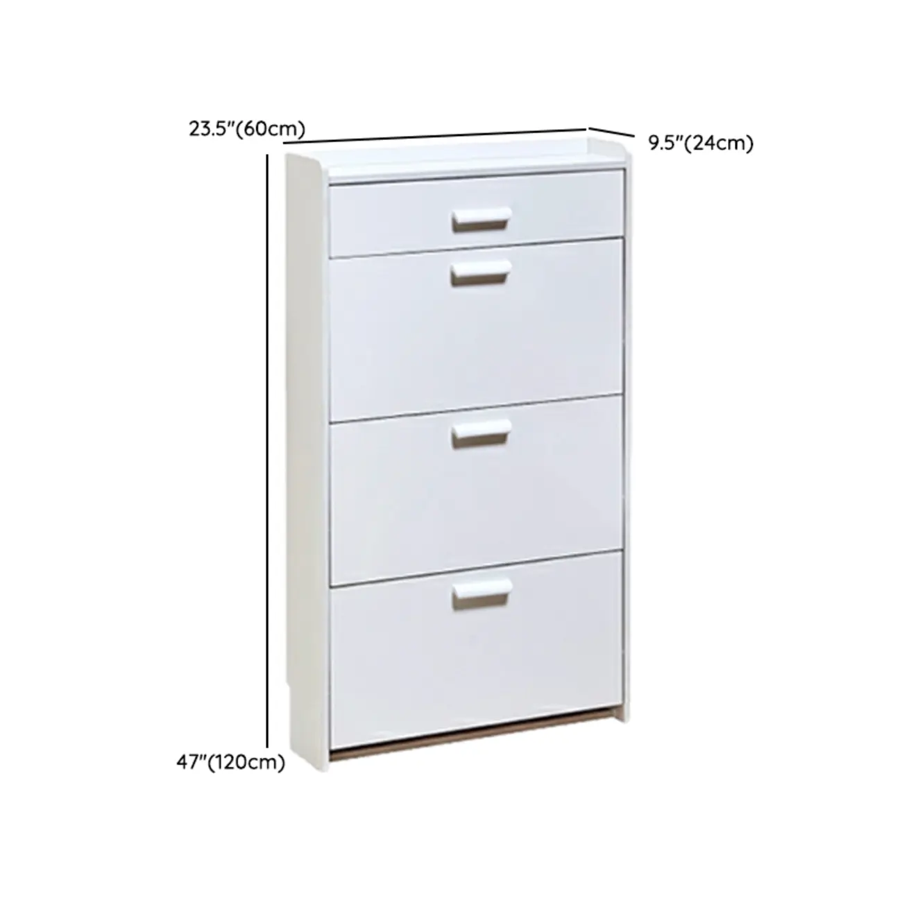 Narrow Wall-Mounted White Shoe Cabinet with Drawers Image - 15 | homeyfad
