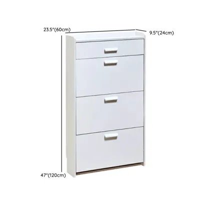 Narrow Wall-Mounted White Shoe Cabinet with Drawers Image - 15