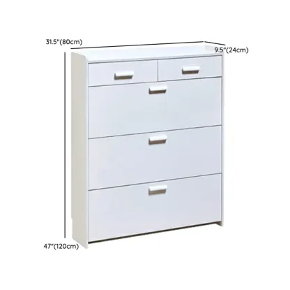 Narrow Wall-Mounted White Shoe Cabinet with Drawers Image - 16