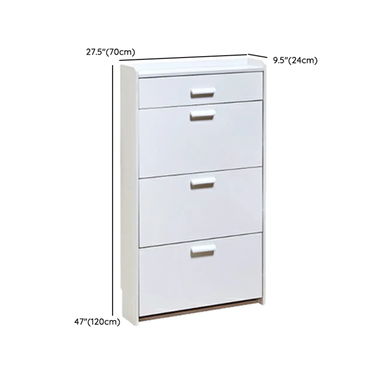 Narrow Wall-Mounted White Shoe Cabinet with Drawers Image - 17 | homeyfad