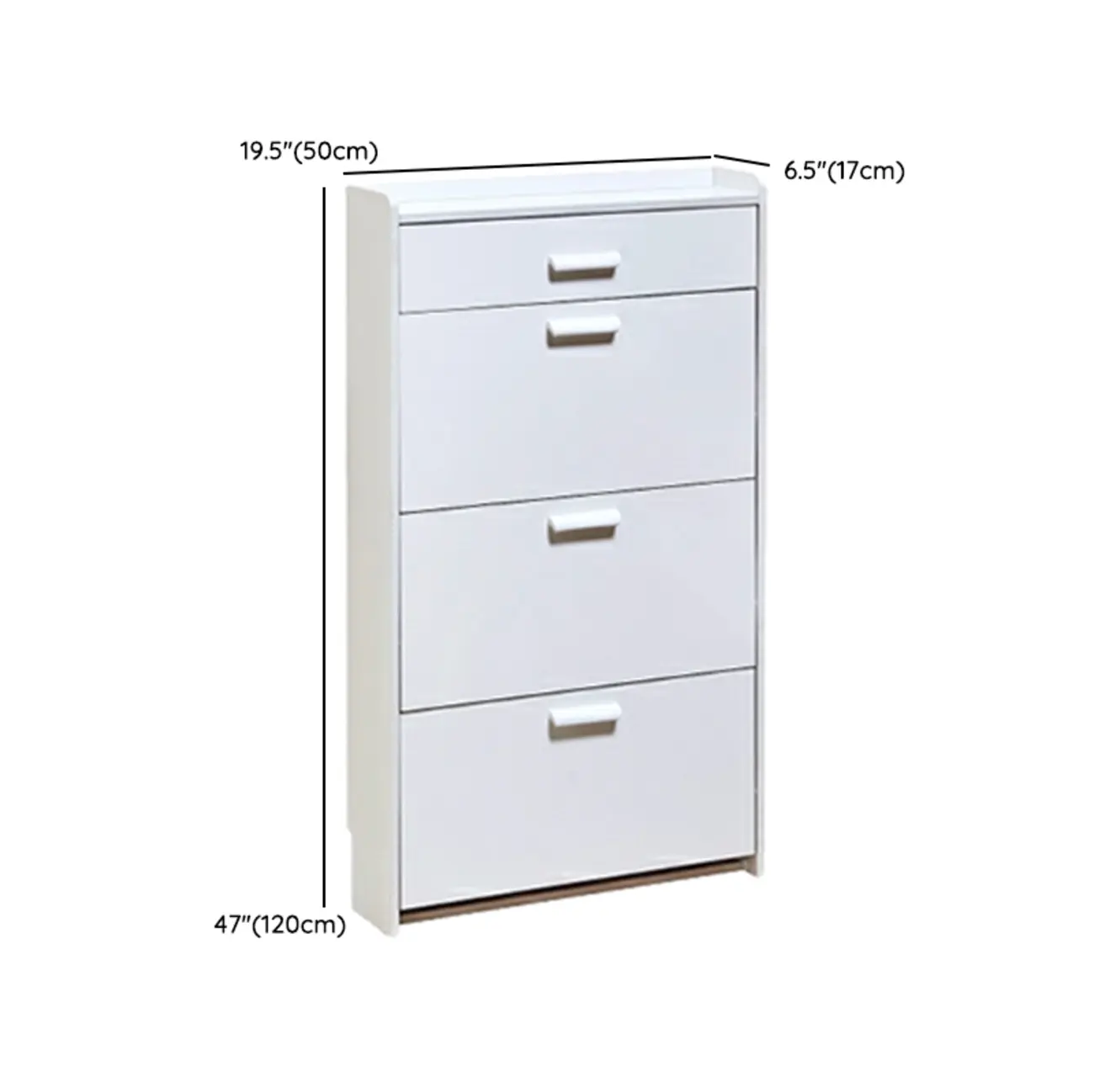 Narrow Wall-Mounted White Shoe Cabinet with Drawers Image - 18 | homeyfad