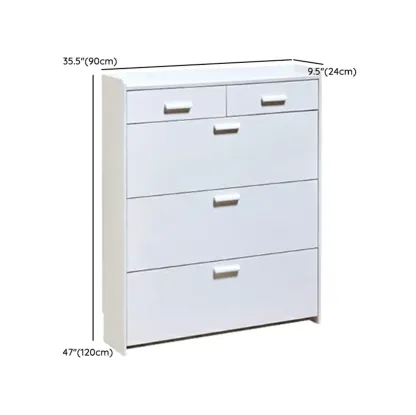 Narrow Wall-Mounted White Shoe Cabinet with Drawers Image - 19