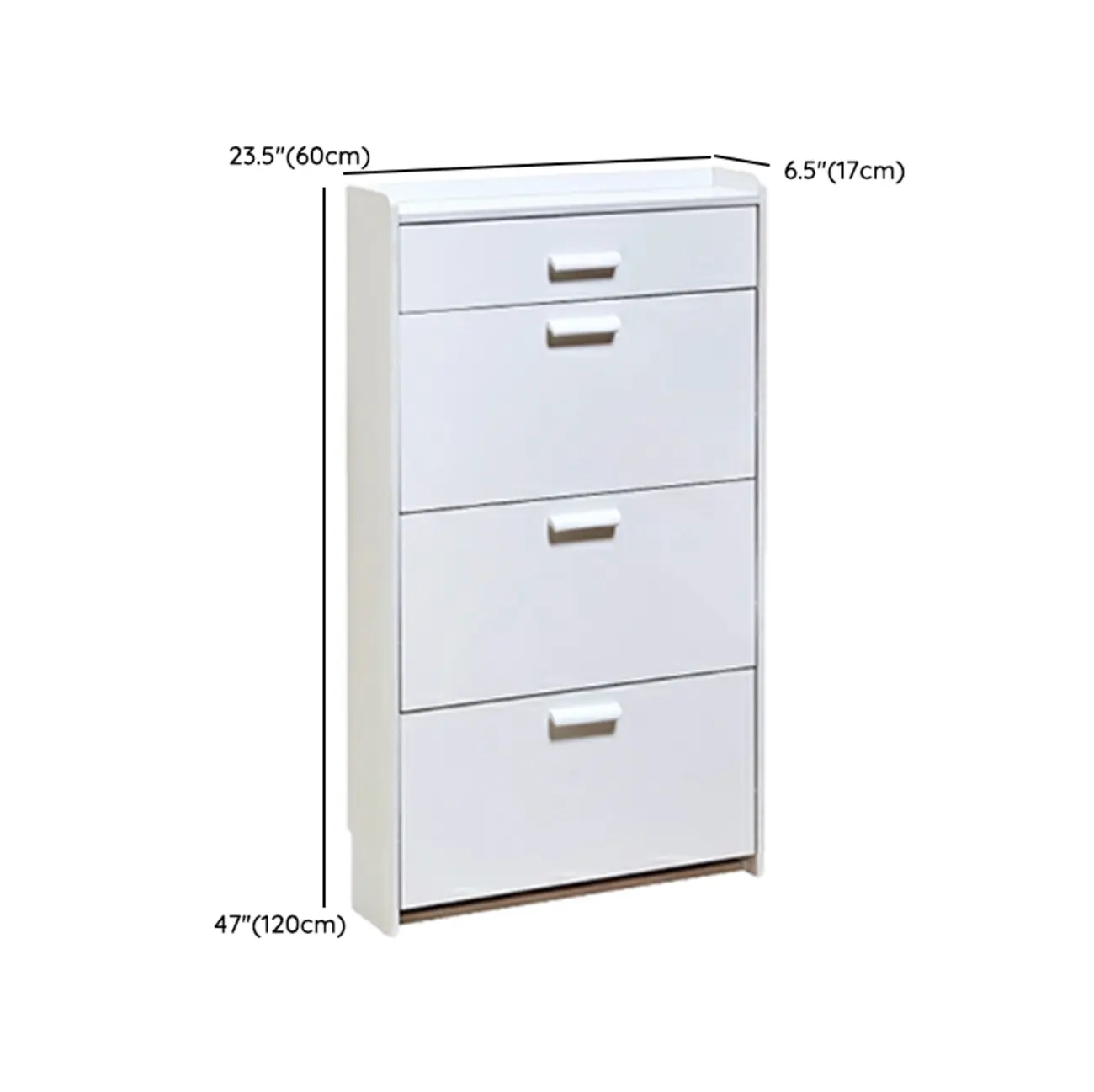 Narrow Wall-Mounted White Shoe Cabinet with Drawers Image - 20 | homeyfad
