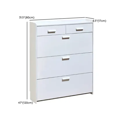 Narrow Wall-Mounted White Shoe Cabinet with Drawers Image - 22