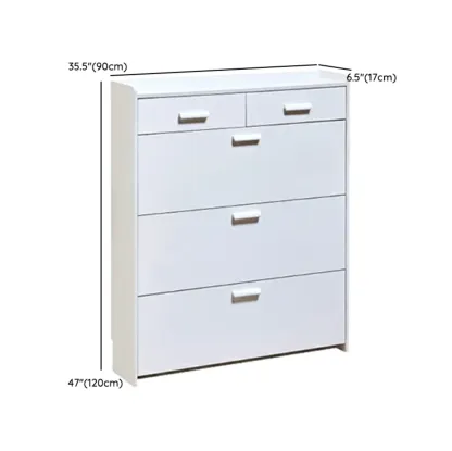 Narrow Wall-Mounted White Shoe Cabinet with Drawers Image - 23