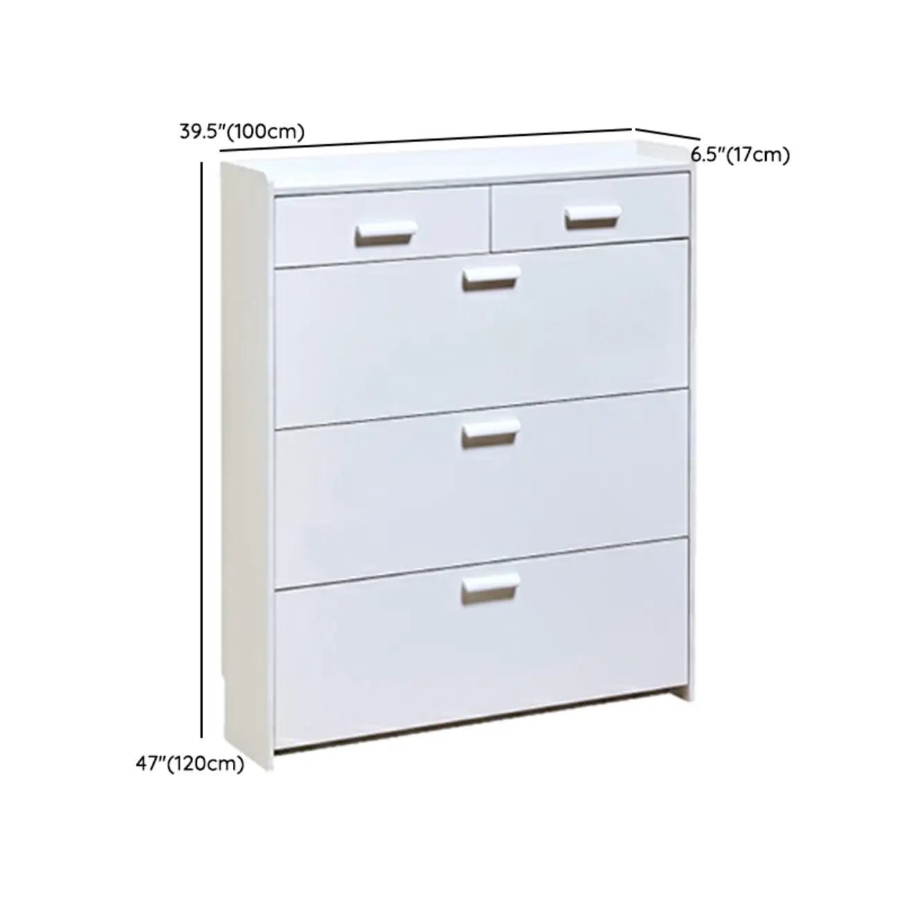 Narrow Wall-Mounted White Shoe Cabinet with Drawers Image - 24 | homeyfad
