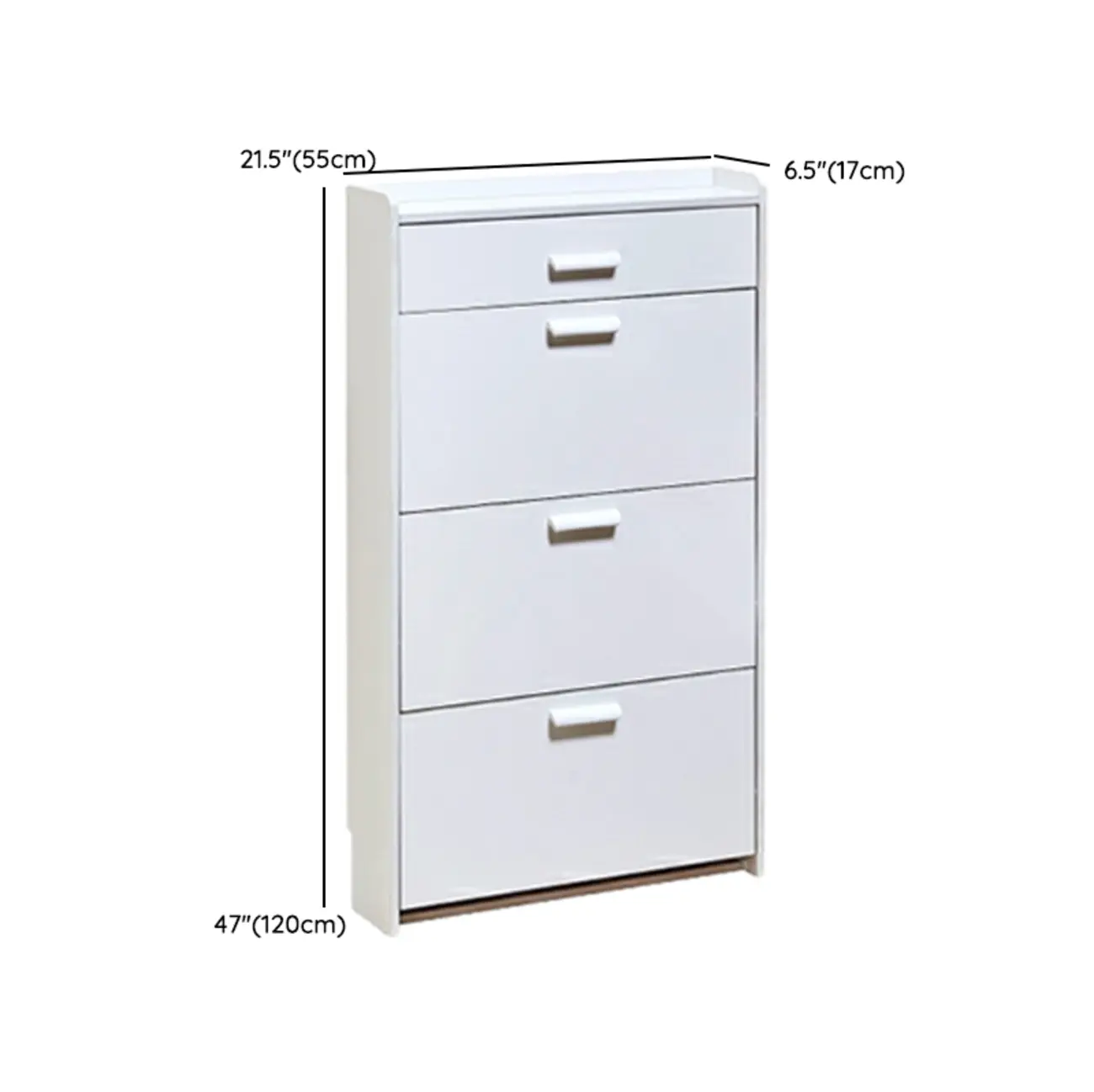 Narrow Wall-Mounted White Shoe Cabinet with Drawers Image - 25 | homeyfad