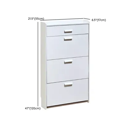 Narrow Wall-Mounted White Shoe Cabinet with Drawers Image - 25
