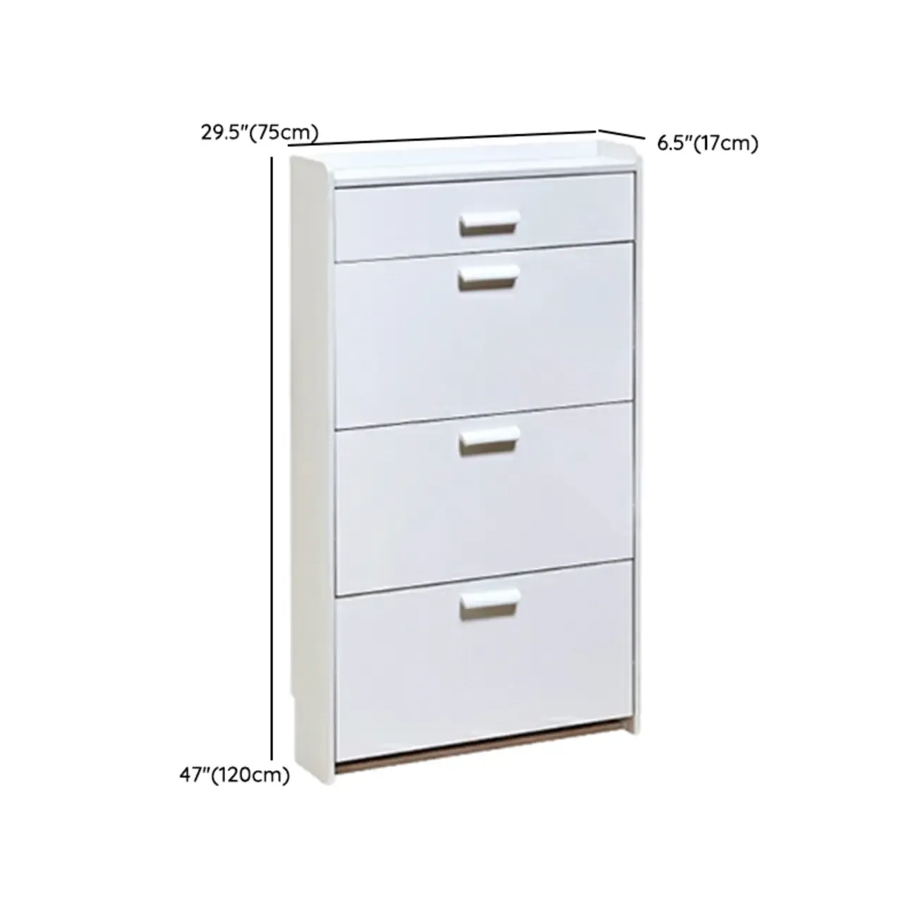 Narrow Wall-Mounted White Shoe Cabinet with Drawers Image - 27
