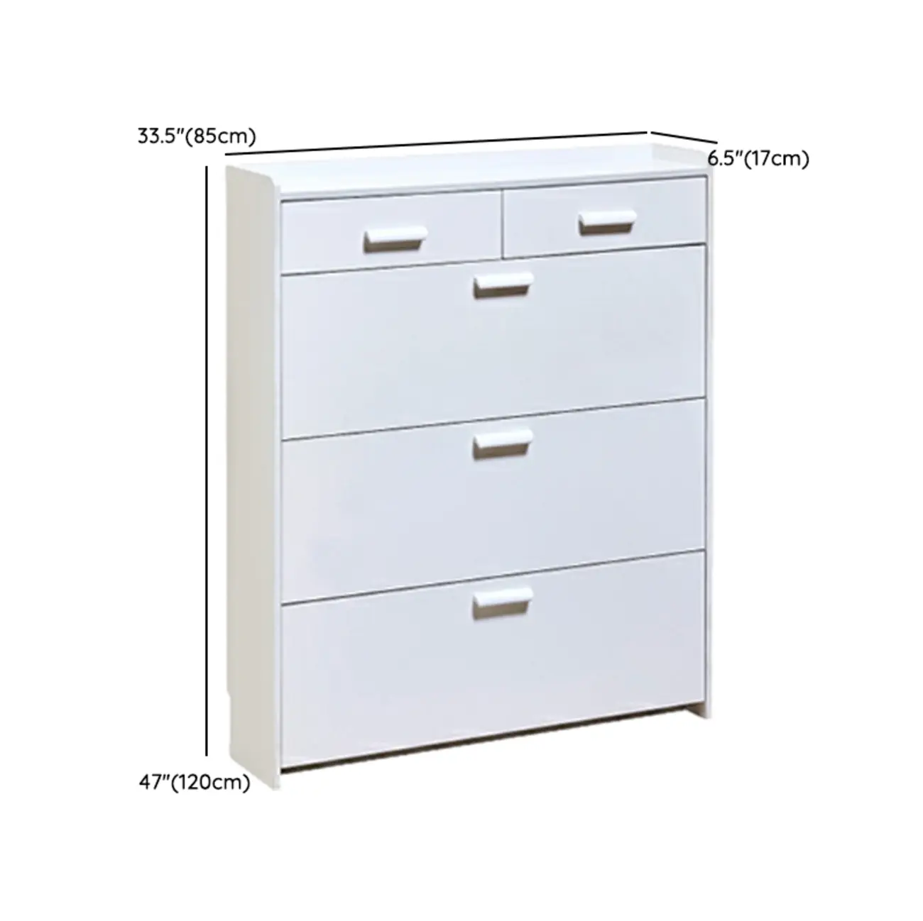 Narrow Wall-Mounted White Shoe Cabinet with Drawers Image - 28 | homeyfad