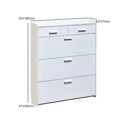 Narrow Wall-Mounted White Shoe Cabinet with Drawers Image - 28