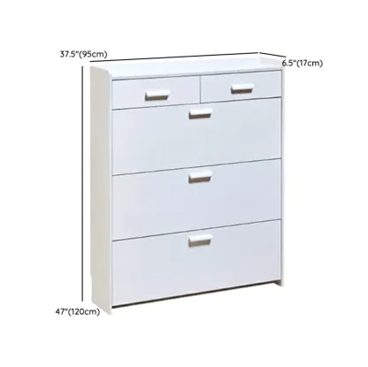 Narrow Wall-Mounted White Shoe Cabinet with Drawers Image - 29