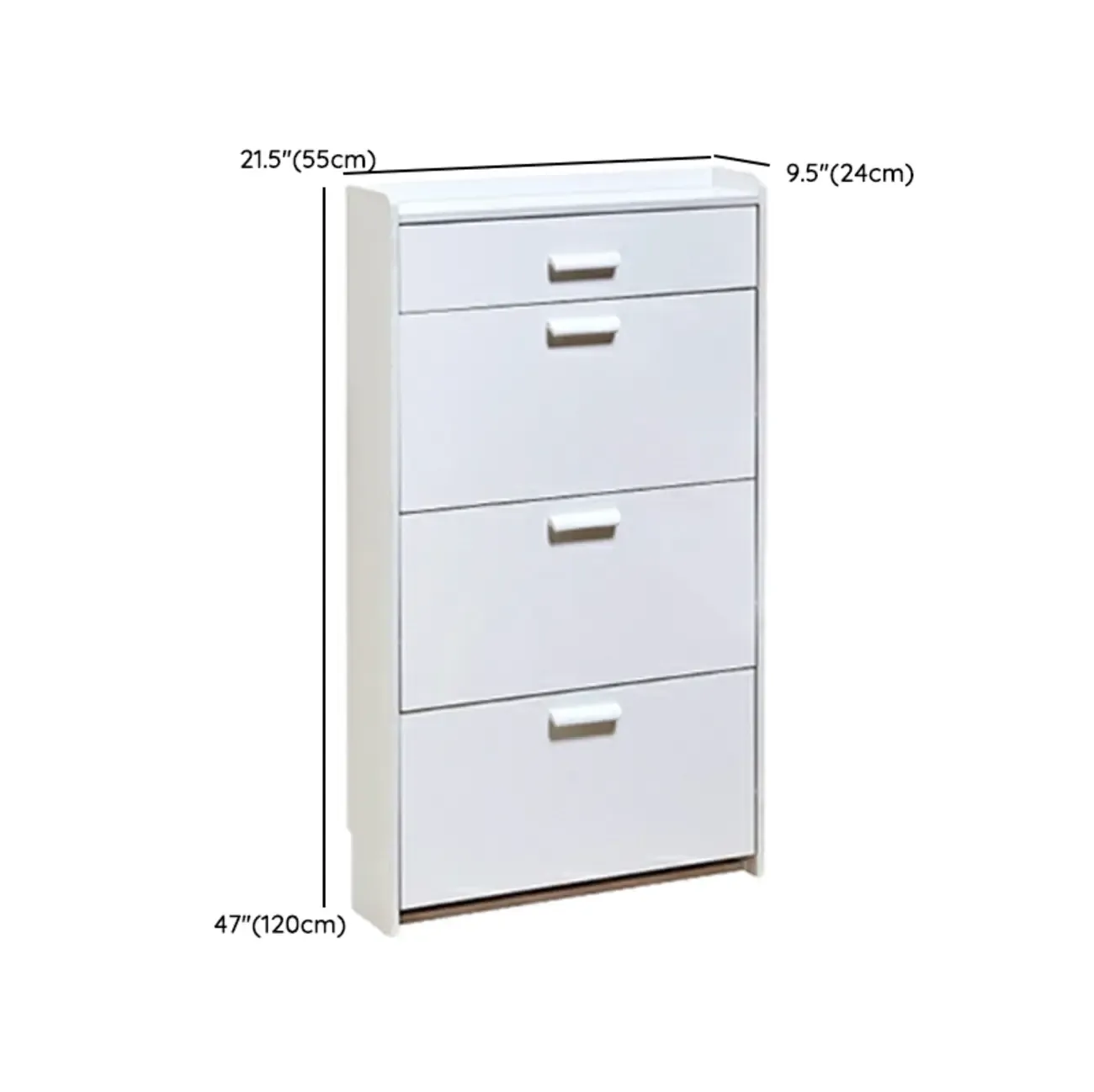 Narrow Wall-Mounted White Shoe Cabinet with Drawers Image - 30