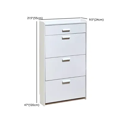 Narrow Wall-Mounted White Shoe Cabinet with Drawers Image - 30