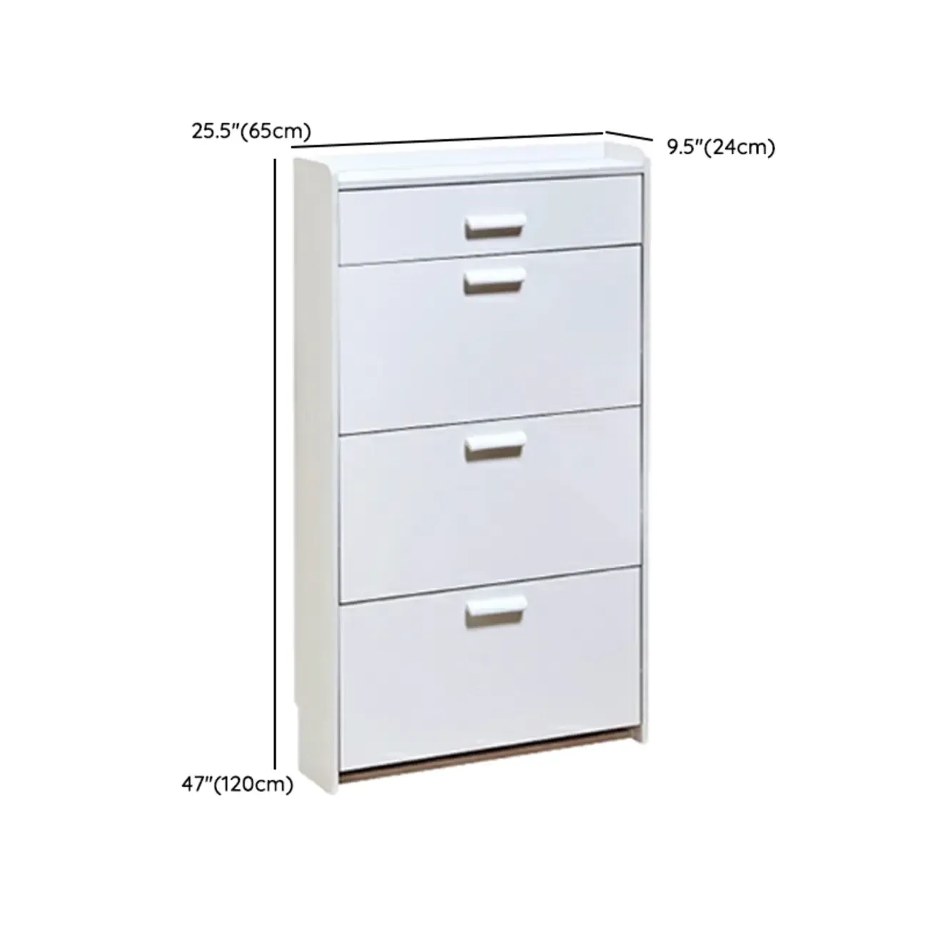 Narrow Wall-Mounted White Shoe Cabinet with Drawers Image - 31