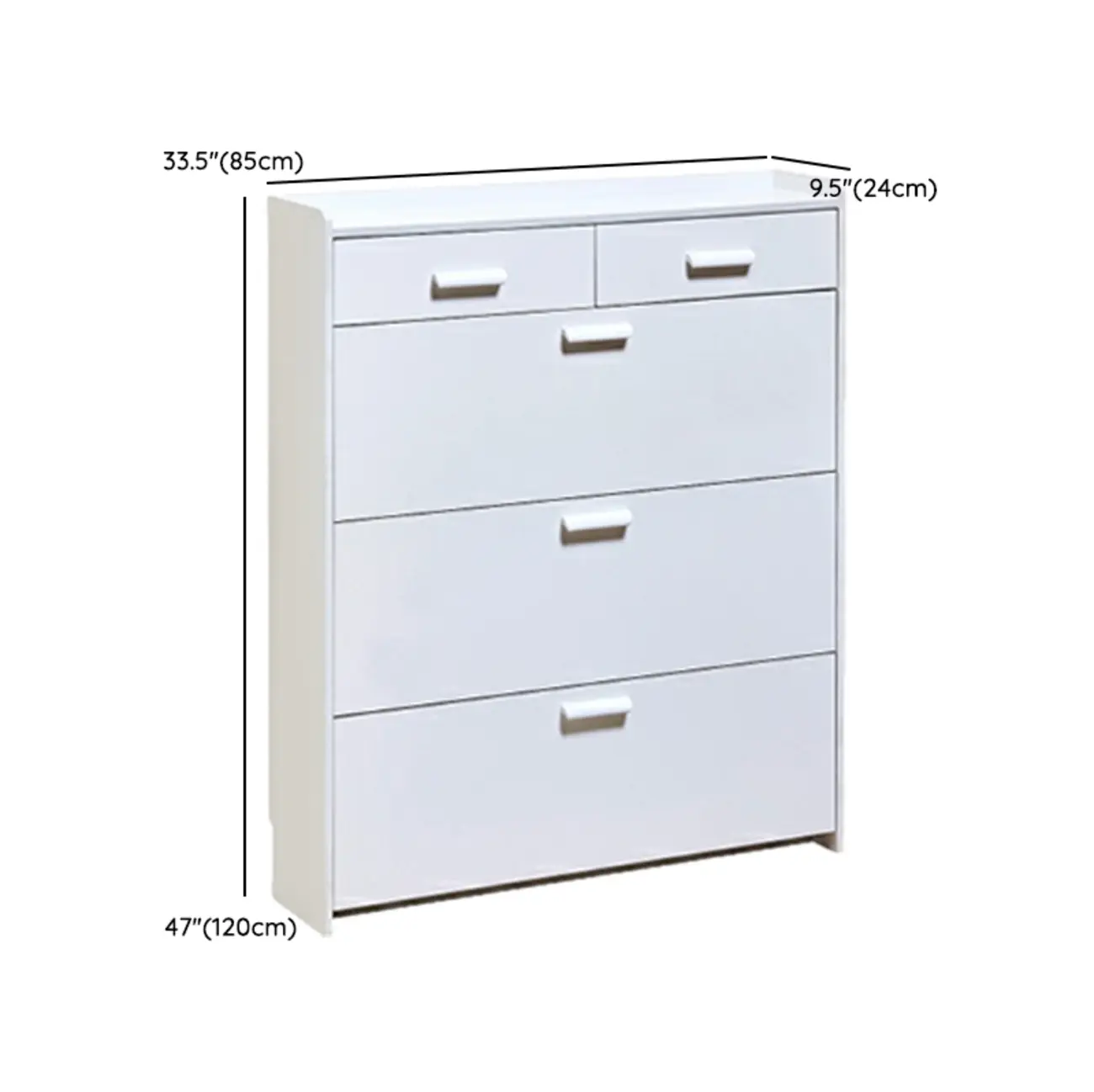 Narrow Wall-Mounted White Shoe Cabinet with Drawers Image - 33 | homeyfad