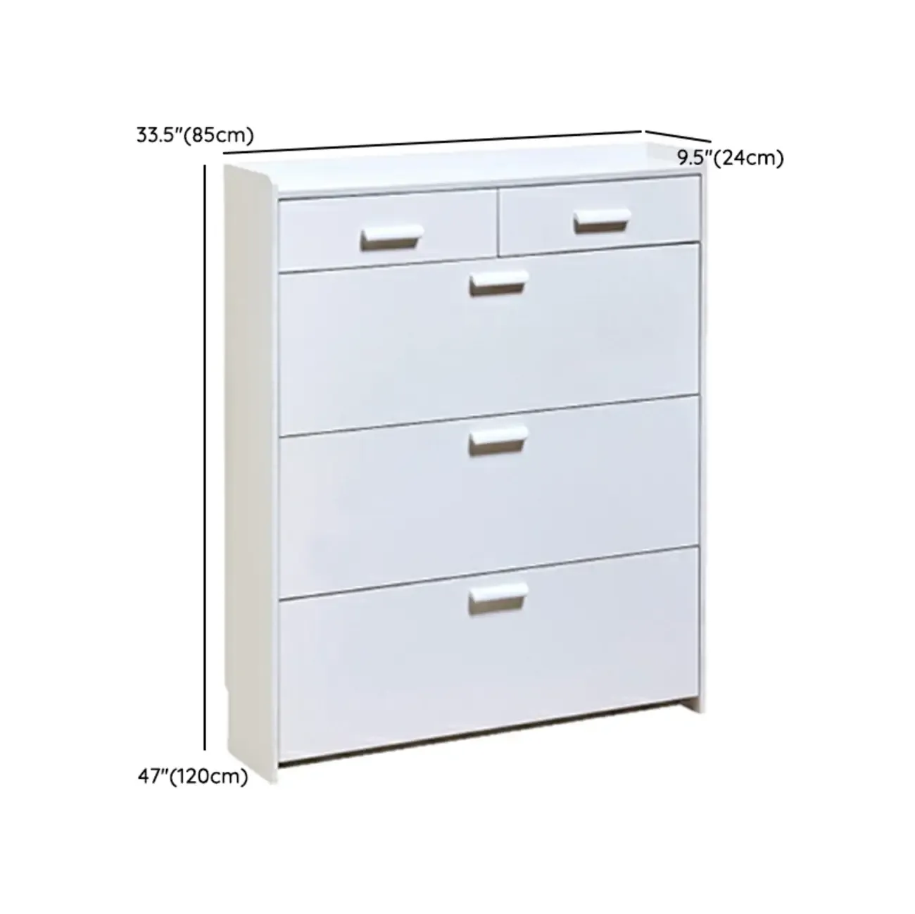 Narrow Wall-Mounted White Shoe Cabinet with Drawers Image - 33