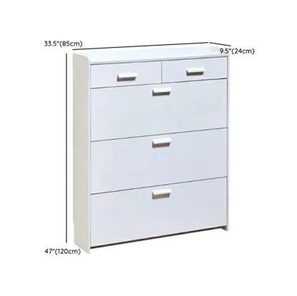 Narrow Wall-Mounted White Shoe Cabinet with Drawers Image - 33