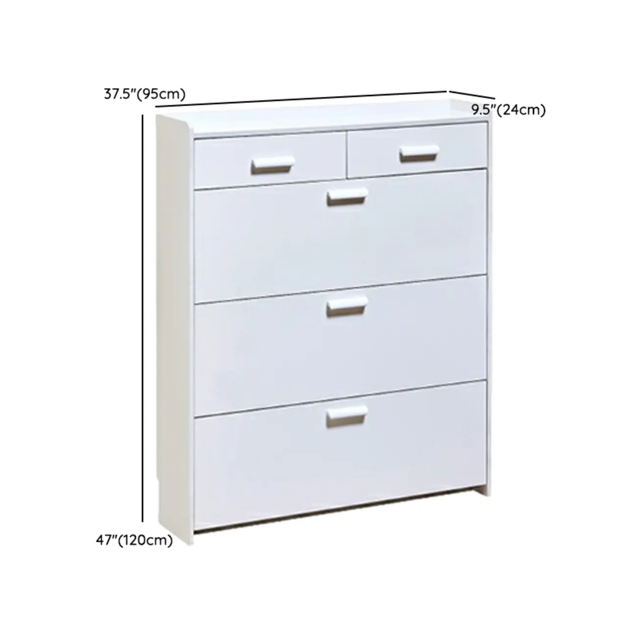Narrow Wall-Mounted White Shoe Cabinet with Drawers Image - 34 | homeyfad