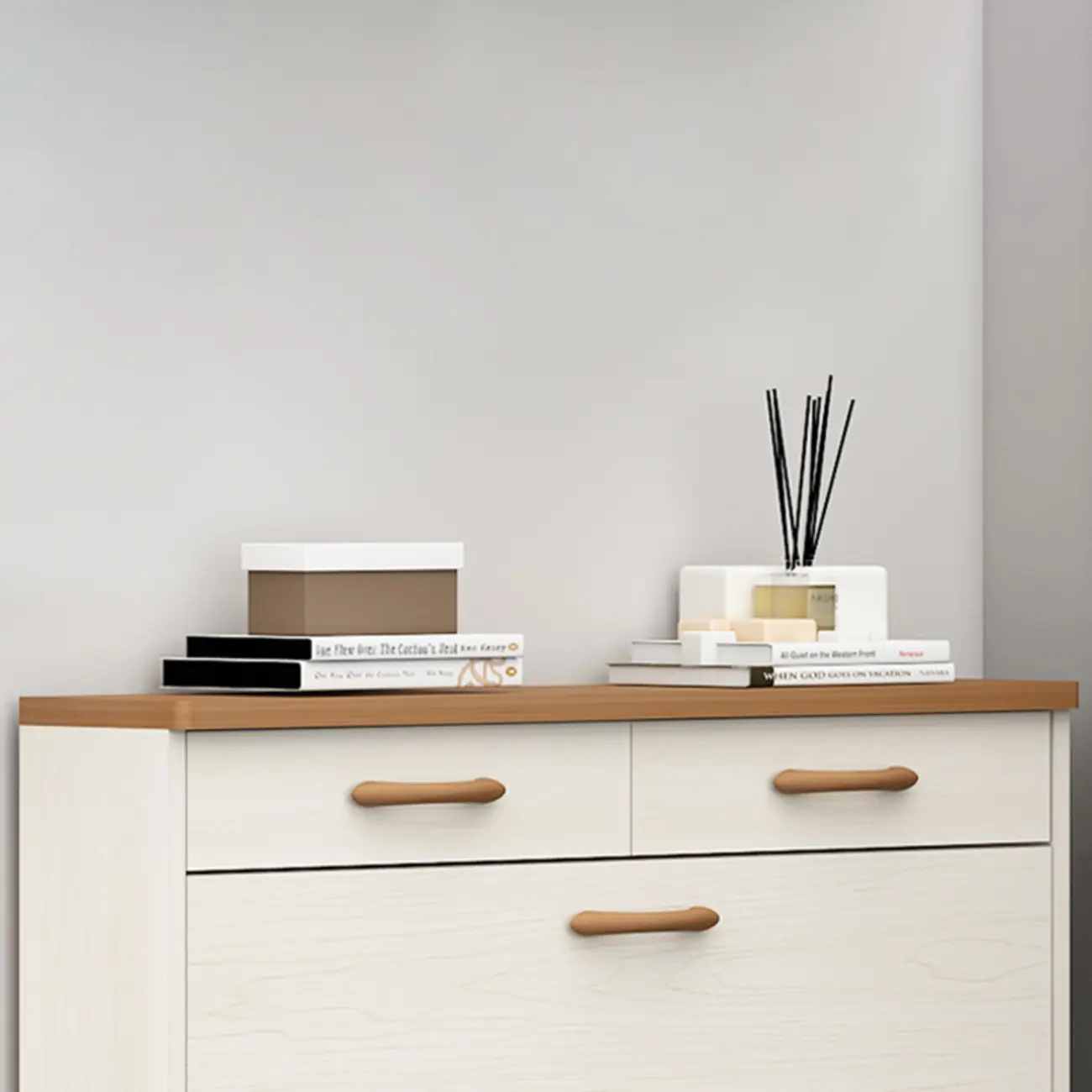 Narrow Beige Solid Wood Drop Front Shoe Cabinet Image - 15 | homeyfad