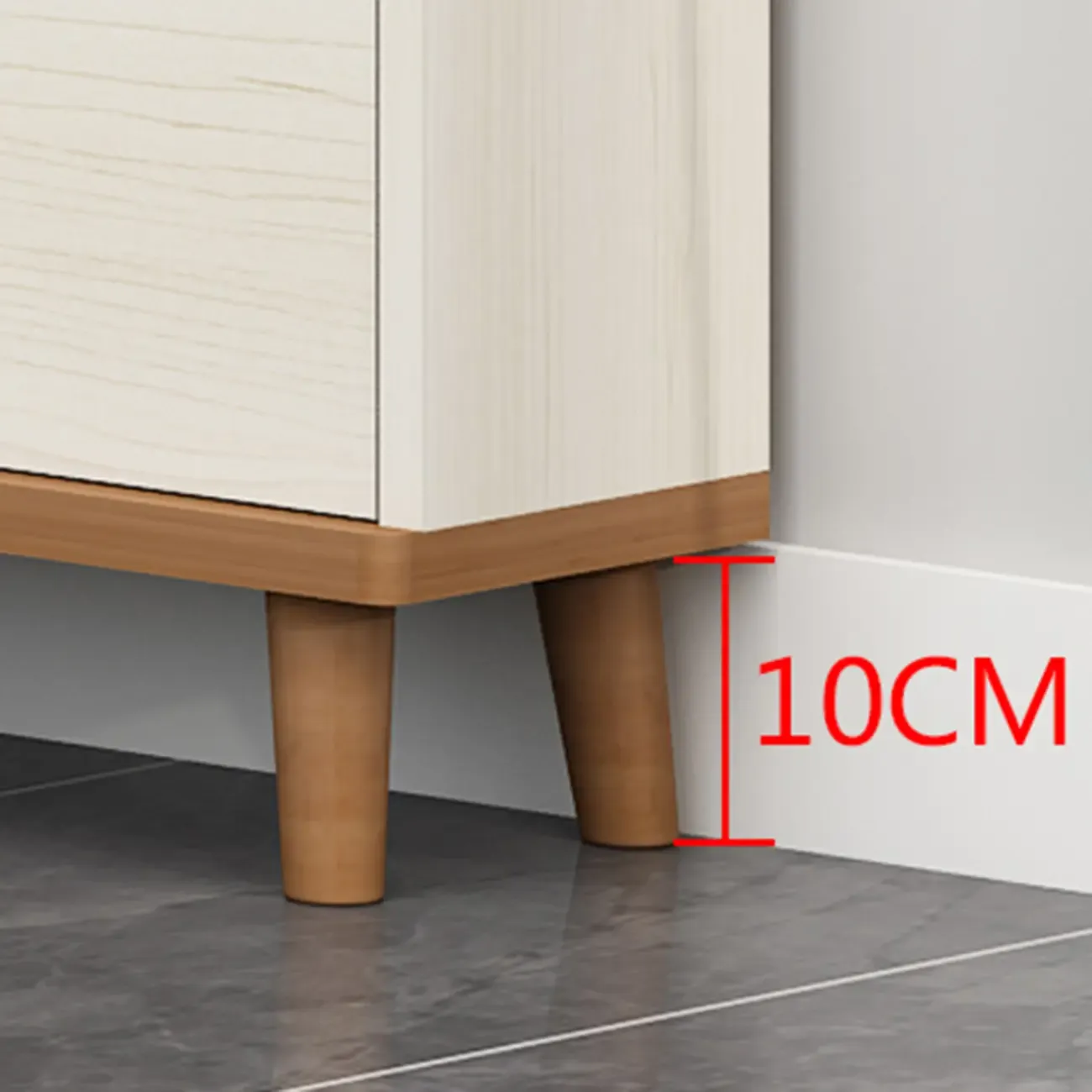 Narrow Beige Solid Wood Drop Front Shoe Cabinet Image - 17
