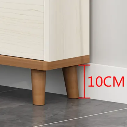 Narrow Beige Solid Wood Drop Front Shoe Cabinet Image - 17