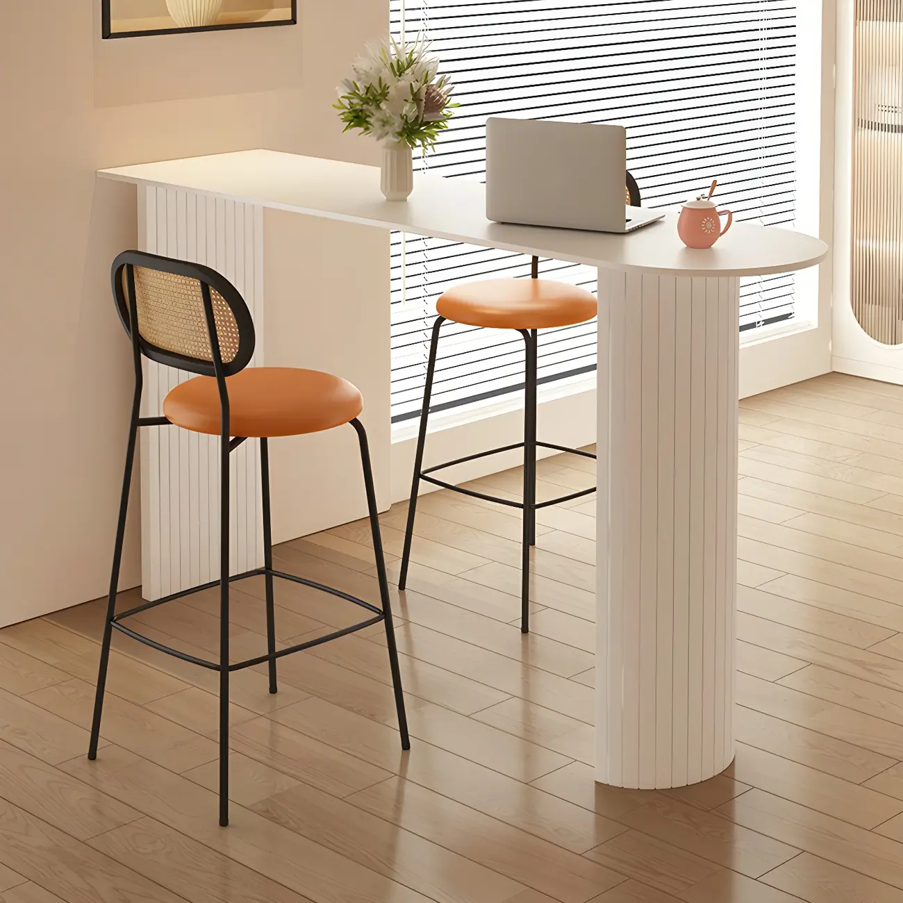 Modern Stone White Steel Base Bar Table for Living Room Image - 1 | homeyfad