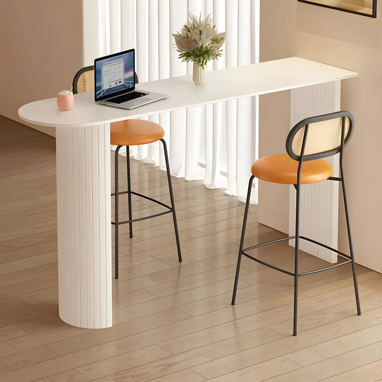 Modern Stone White Steel Base Bar Table for Living Room Image - 9 | homeyfad