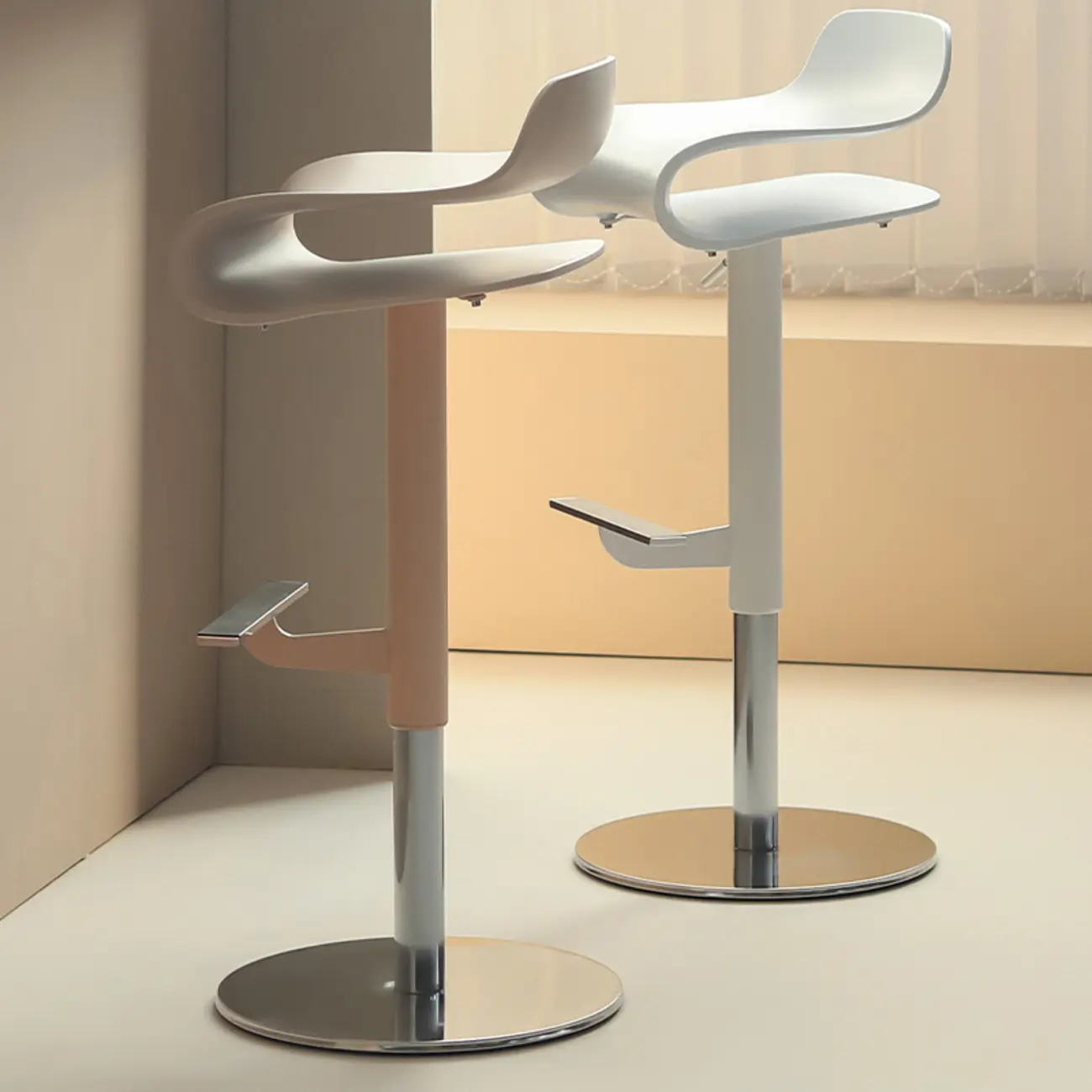 Contemporary Metal White Sleek Adjustable Swivel Bar Stool Image - 1 | homeyfad