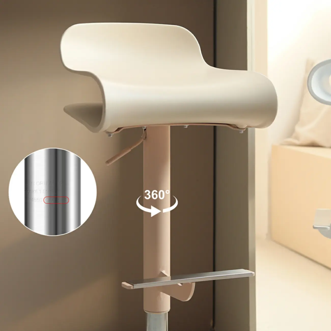 Contemporary Metal White Sleek Adjustable Swivel Bar Stool Image - 2 | homeyfad