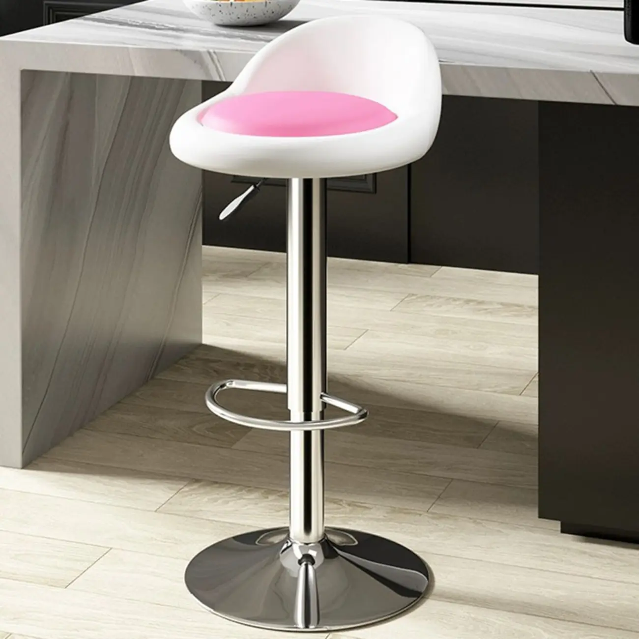 Minimalist Faux Leather Swivel Bar Stools with Soft Seat for Home Image - 2 | homeyfad