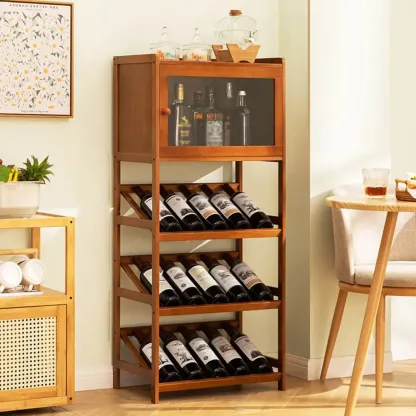 Natural Modern Floor Wooden Stackable Wine Rack Image - 1