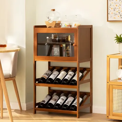 Natural Modern Floor Wooden Stackable Wine Rack Image - 3