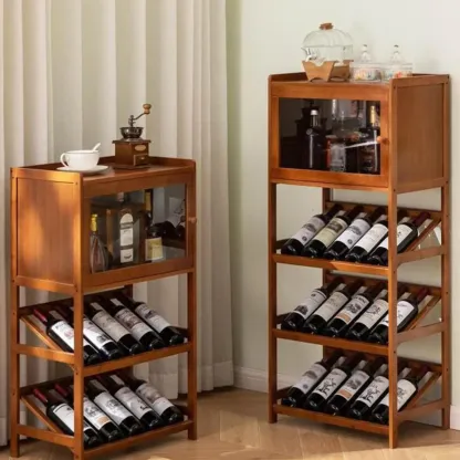 Natural Modern Floor Wooden Stackable Wine Rack Image - 2