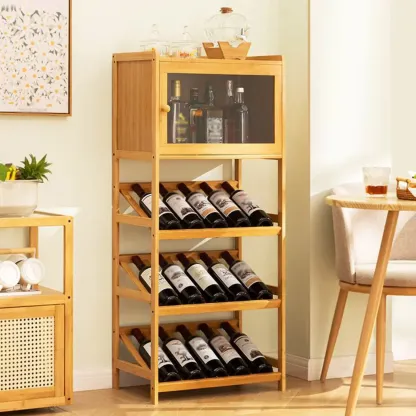 Natural Modern Floor Wooden Stackable Wine Rack Image - 10