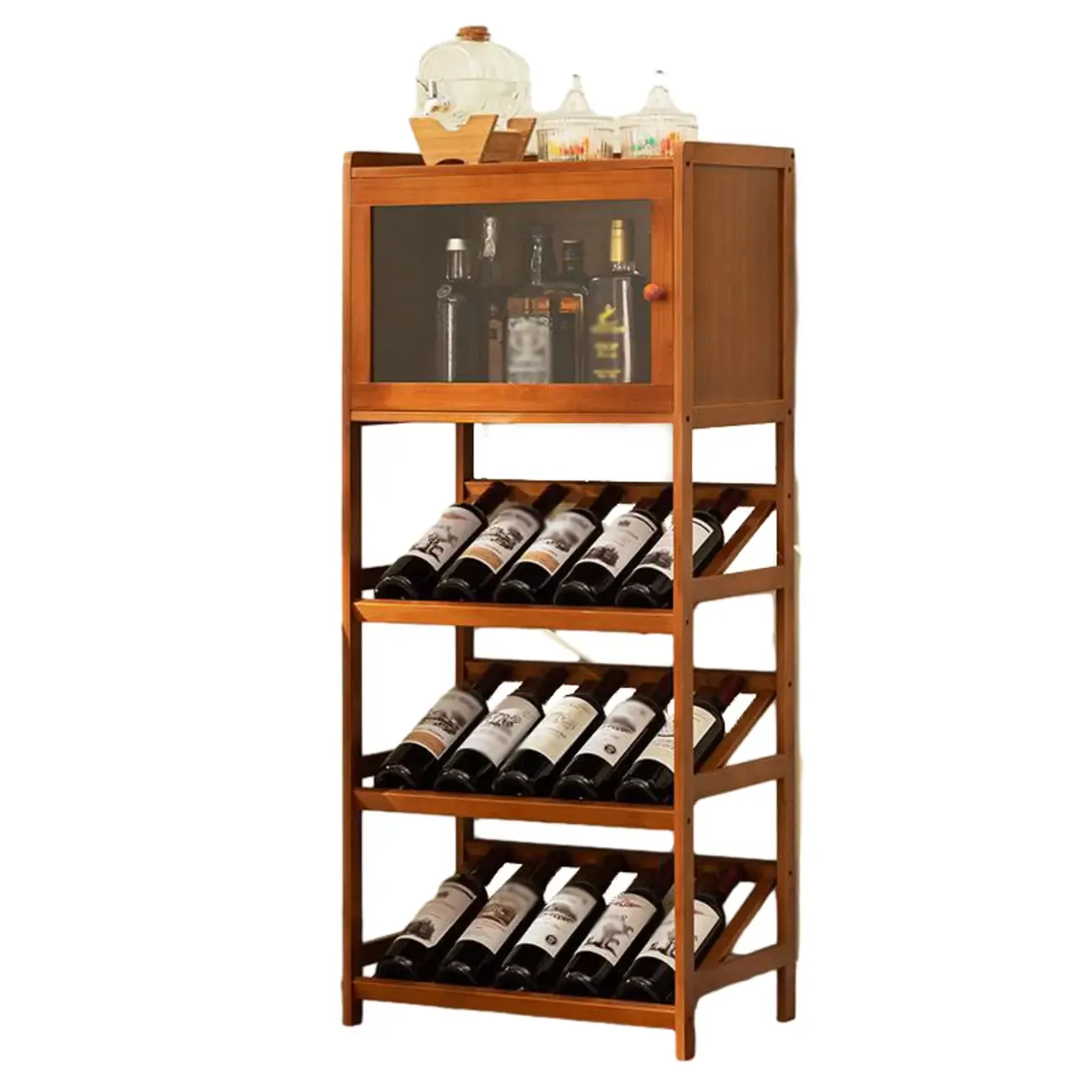 Natural Modern Floor Wooden Stackable Wine Rack Image - 14