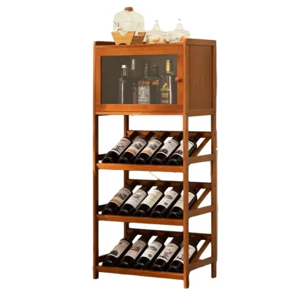 Natural Modern Floor Wooden Stackable Wine Rack Image - 14
